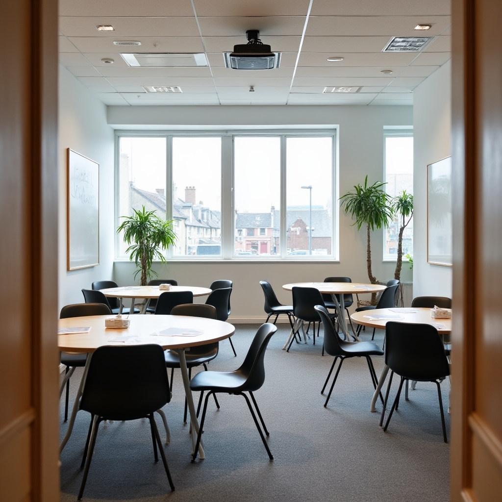 Professional training venue near Eyre Square Galway with modern interior and natural light, suitable for small group sessions